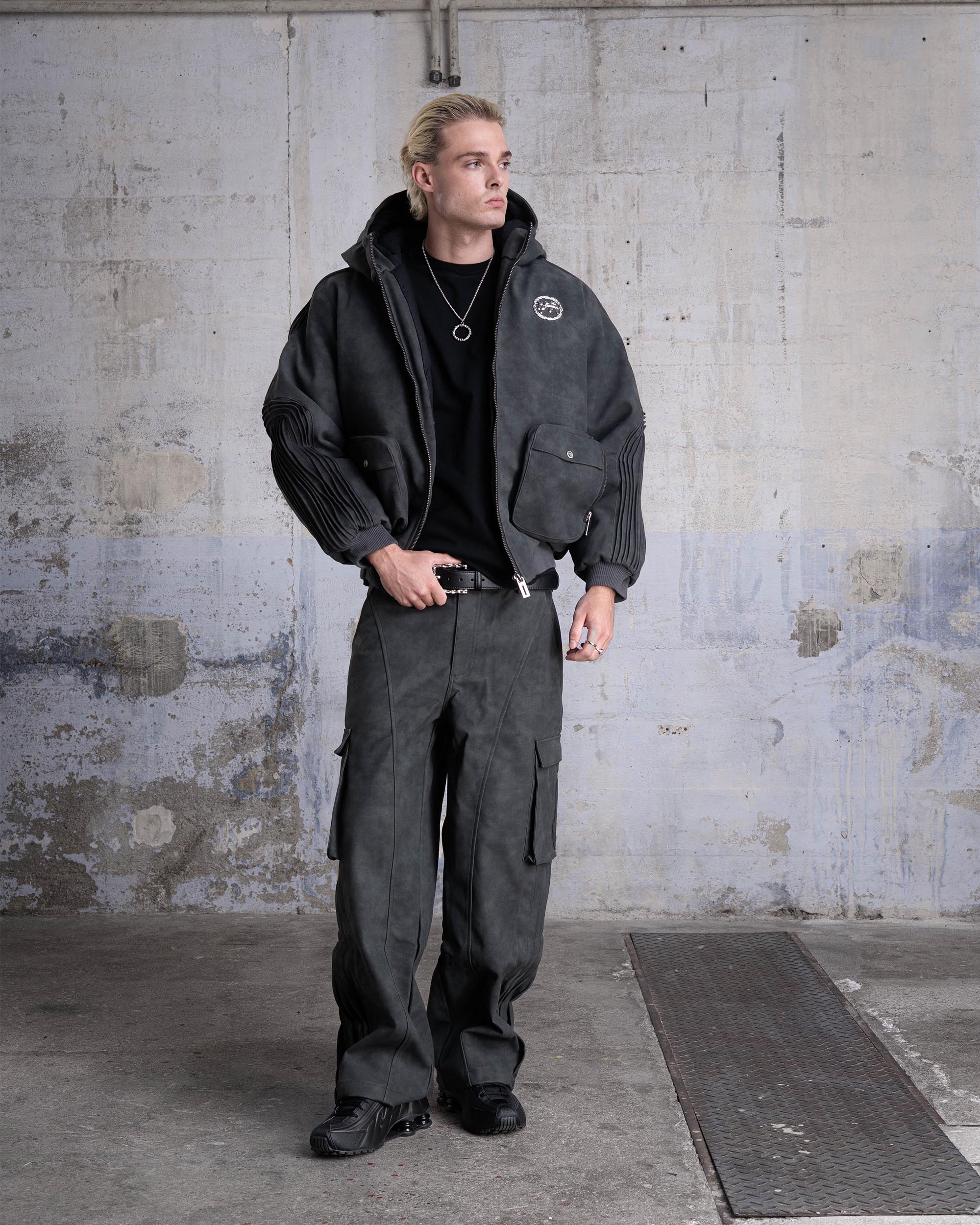 VESTE BOMBER "SHARK" - GRIS FONCÉ - Image 3
